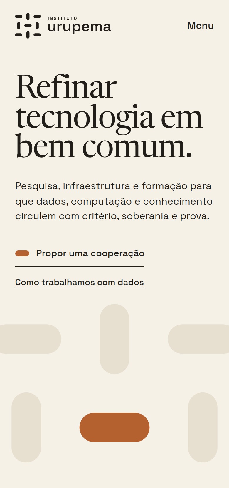Página inicial do site no celular